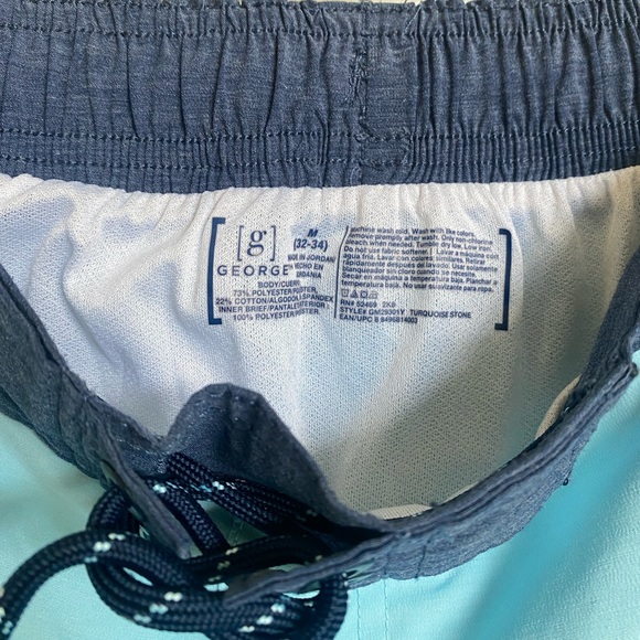 Men’s George swim trunks, size 32-34, light blue & navy - Picture 4 of 5